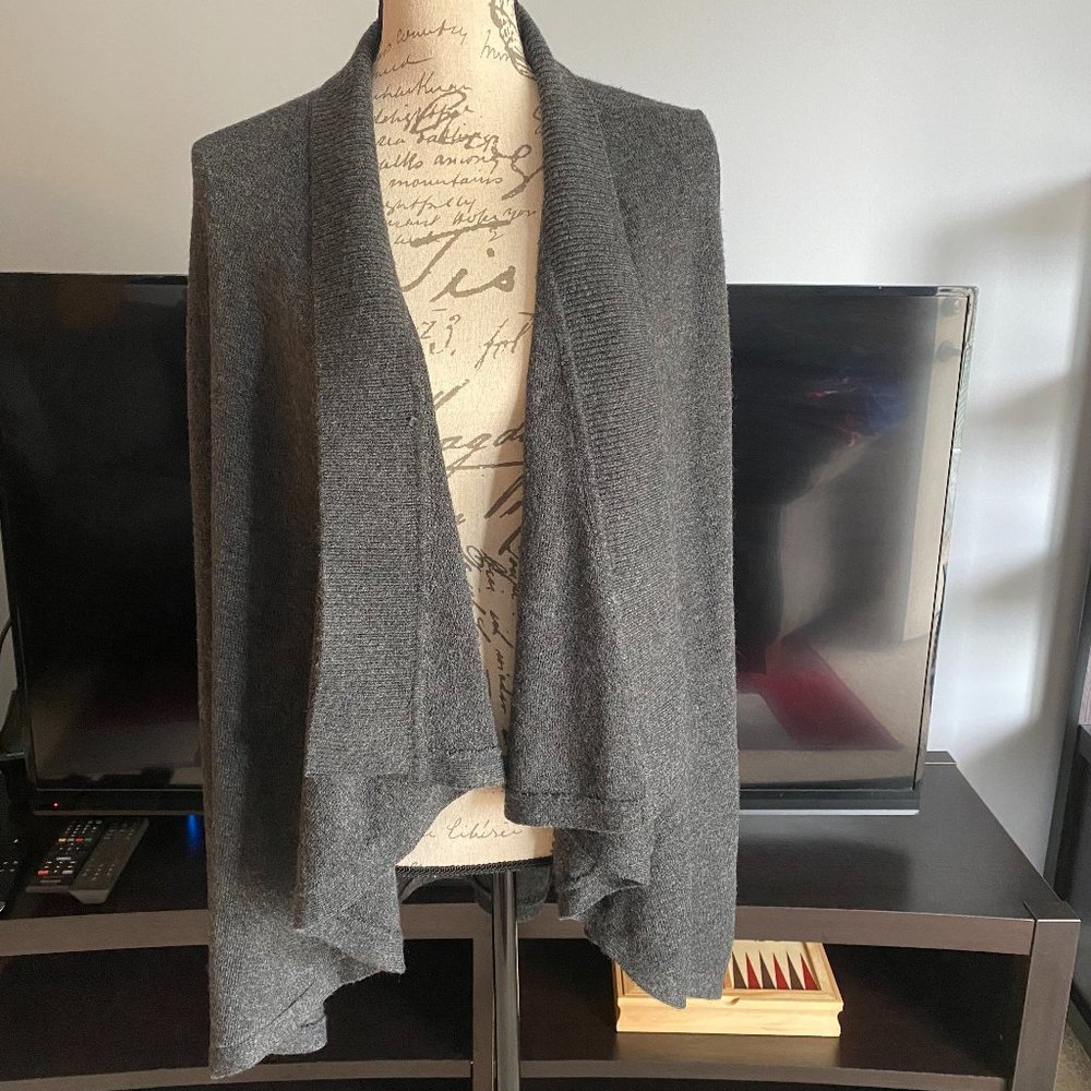 NWT Loft Gray Cascade Open Cardigan, Medium
